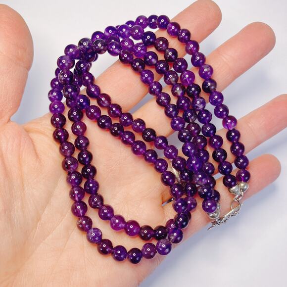 Signed Jay King DTR Amethyst Sterling Silver Double Strand Multi Strand Necklace - Picture 5 of 11